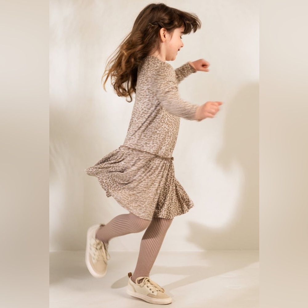 MarMar Copenhagen Leopard Print Long Sleeve Kids Dress size 3Y